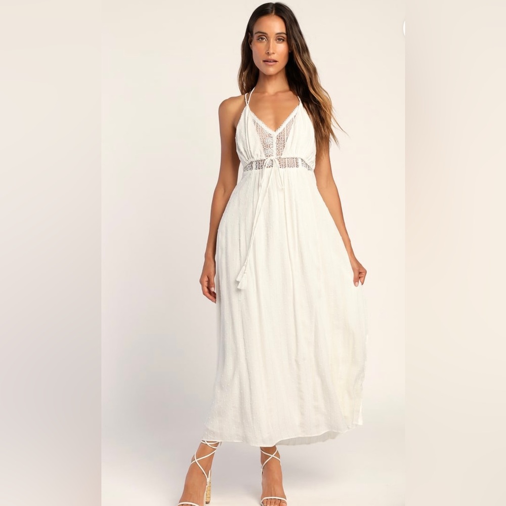 Lulu's White Backless Maxi Dress
